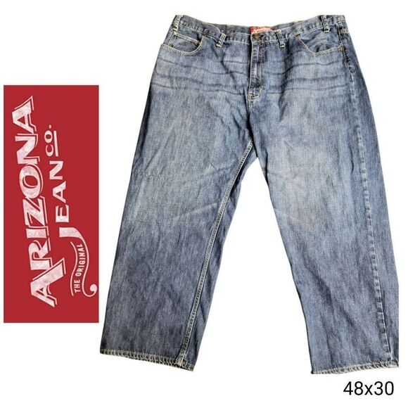 Arizona Jean Company Dark Wash Distressed Blue Denim Jeans - Picture 1 of 7